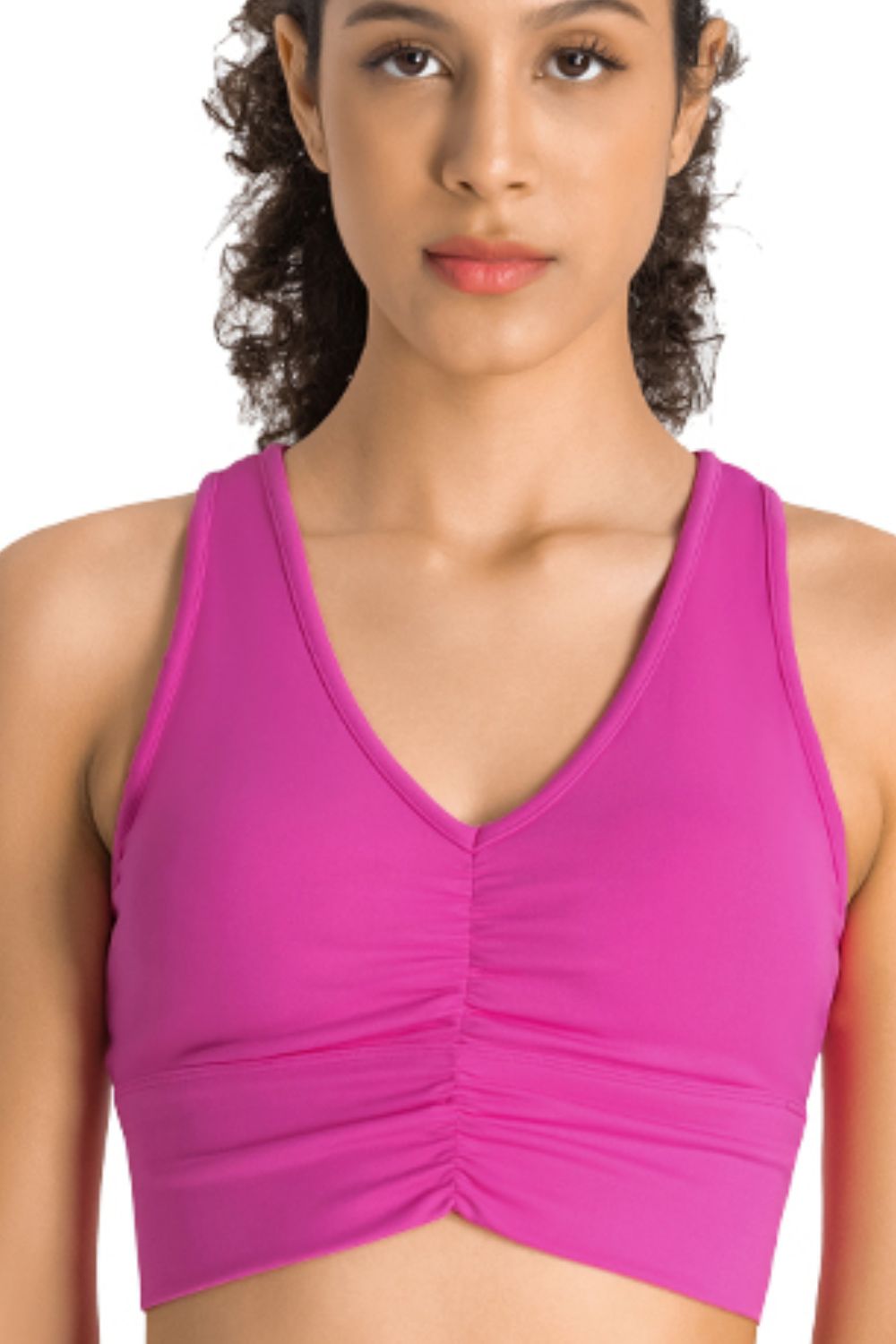 Gathered Detail Halter Neck Sports Bra