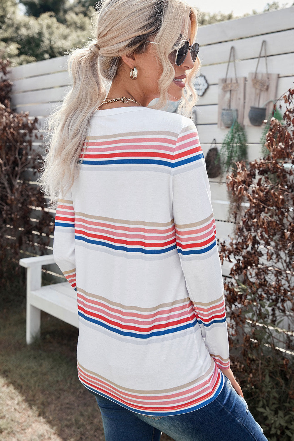 Striped Round Neck Long Sleeve Tee