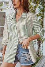 Load image into Gallery viewer, Vertical Stripes Button Down Shirt with Pocket
