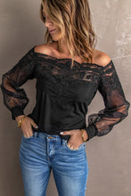 Load image into Gallery viewer, Lace Yoke Mesh Sleeve Top
