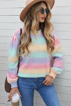 Load image into Gallery viewer, Gradient Stripes Bishop Sleeve Sweater
