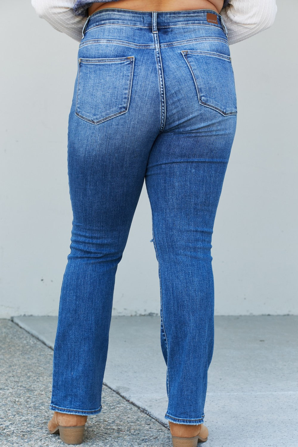 Judy Blue Full Size Distressed Knee Bootcut Jeans