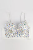 Adjustable Strap Rhinestone Bustier