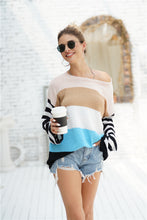 Load image into Gallery viewer, Striped Ribbed Trim Bell Sleeve Sweater
