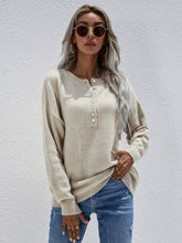 Load image into Gallery viewer, Half Button Long Sleeve Henley Sweater
