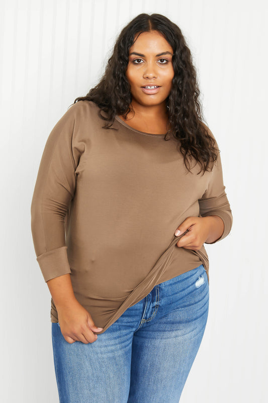 Zenana Something More Full Size Three-Quarter Dolman Sleeve Top