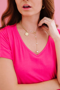 Head to Toe Coin Pendant Pearl Necklace