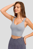 Deep V-Neck Crop Sports Bra