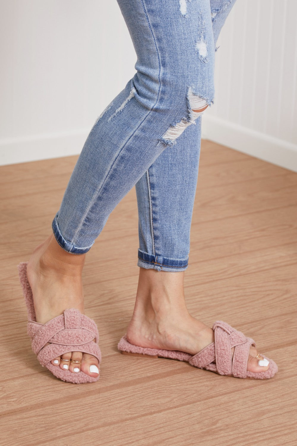 Weeboo Here For You Faux Fur Sandal Slides