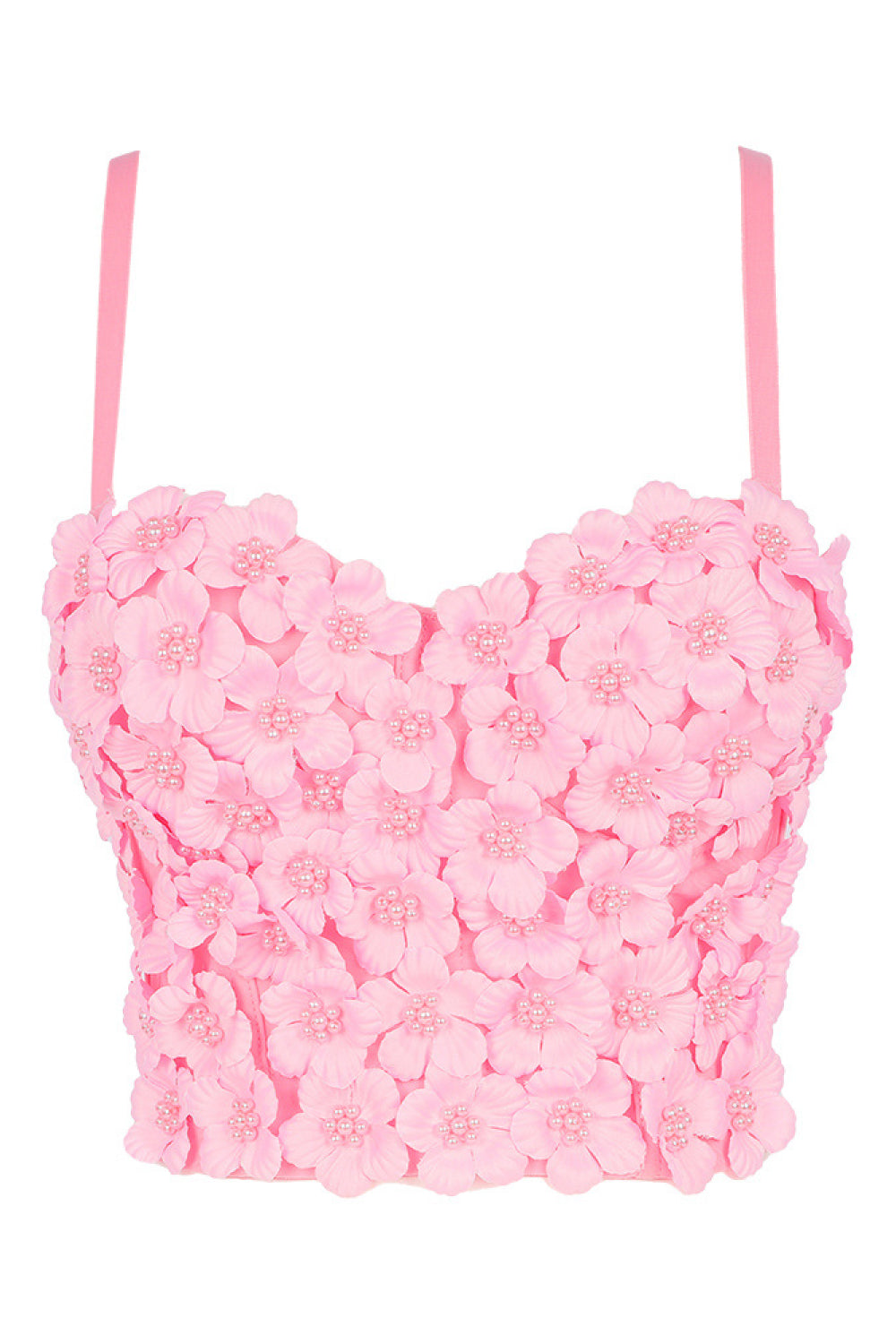 Flower Embellishment Spaghetti Strap Bustier