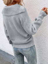 Load image into Gallery viewer, Collared Lantern Sleeve Rib-Knit Sweater
