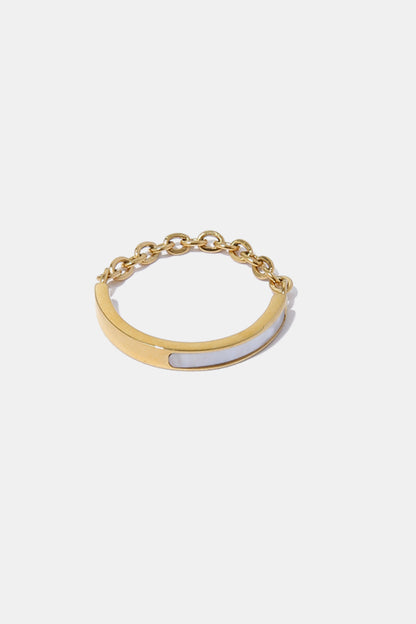 Chain-Link Gold-Plated Ring in White