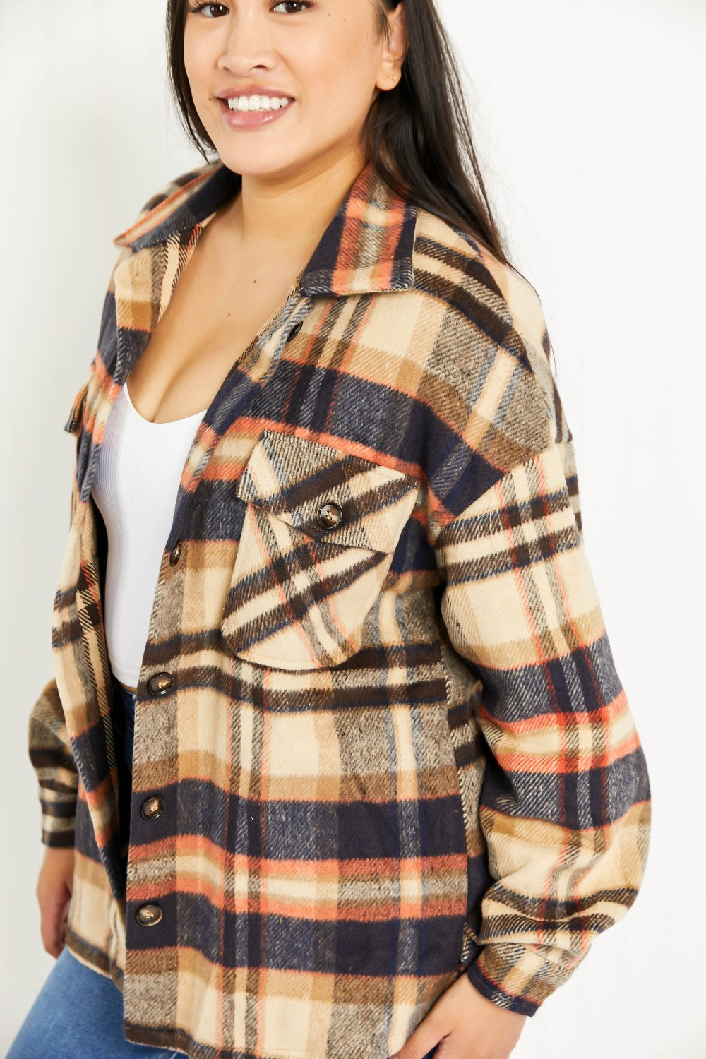 CY Fashion Crushing on Fall Full Size Plaid Shacket