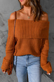 Ribbed Knit Fold-Over Sweater