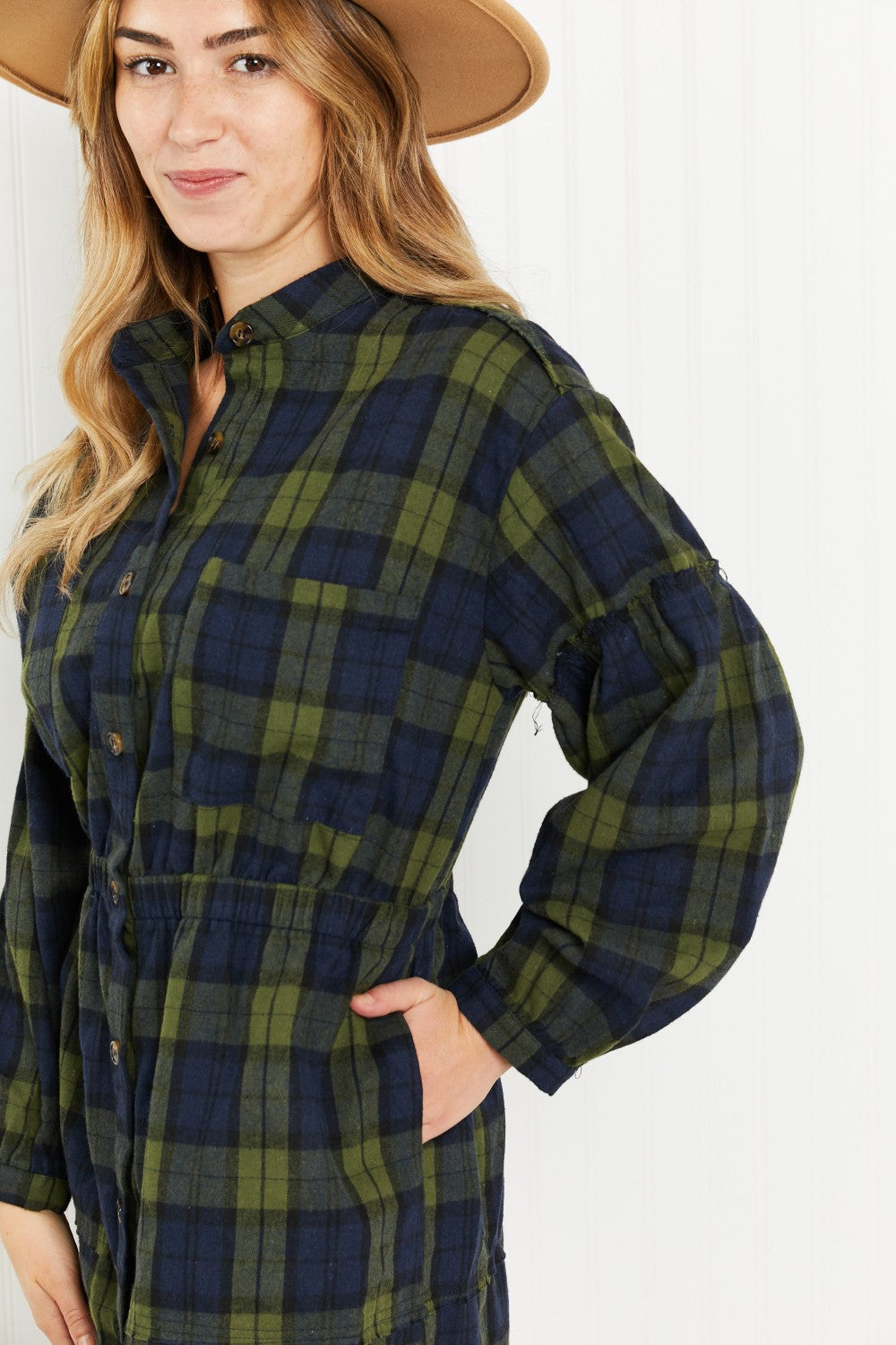 Davi & Dani Make an Entrance Full Size Button Front Shirt Dress