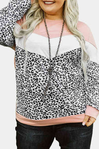 Plus Size Colorblock Leopard Tops