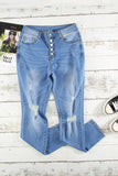 Button Fly Distressed Jeans