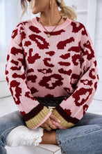 Load image into Gallery viewer, Leopard Striped Round Neck Sweater
