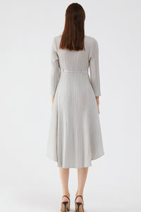 Accordion Pleated A-Line Midi Dress