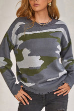 Load image into Gallery viewer, Camouflage Destroyed Hem Sweater
