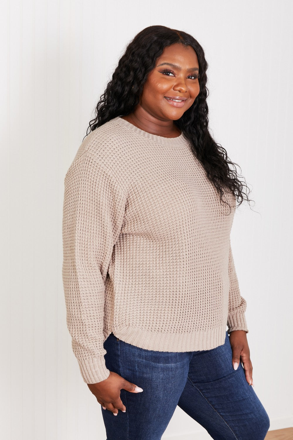 Zenana Autumn is Calling Full Size Waffle Knit Sweater