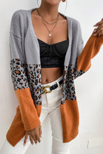 Load image into Gallery viewer, Leopard Print Color Block Dropped Shoulder Cardigan
