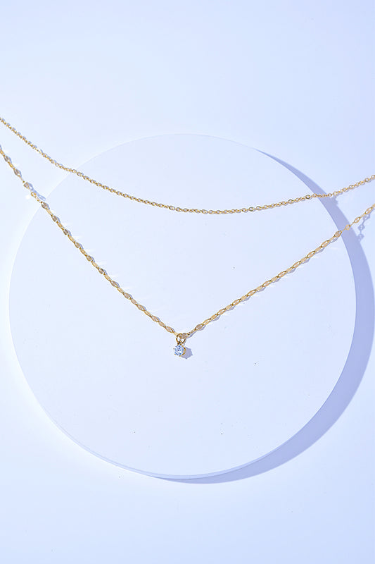 Rhinestone Pendant Double-Layered Necklace