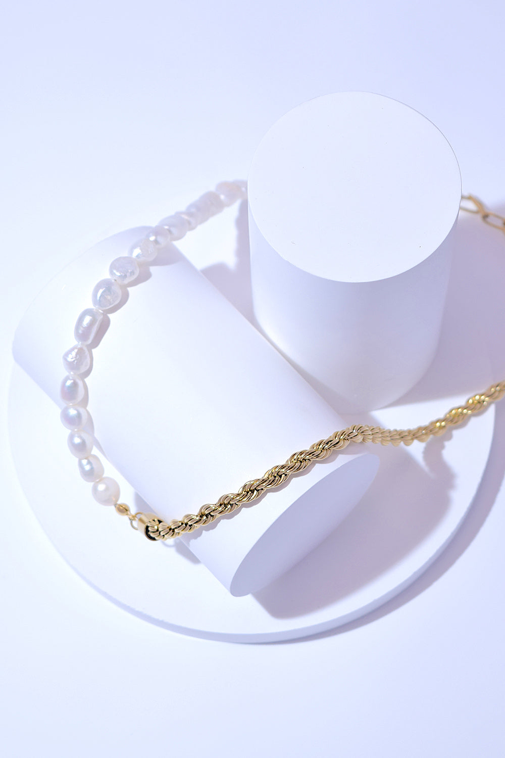 Best of Both Worlds Pearl and Chain Half and Half Necklace