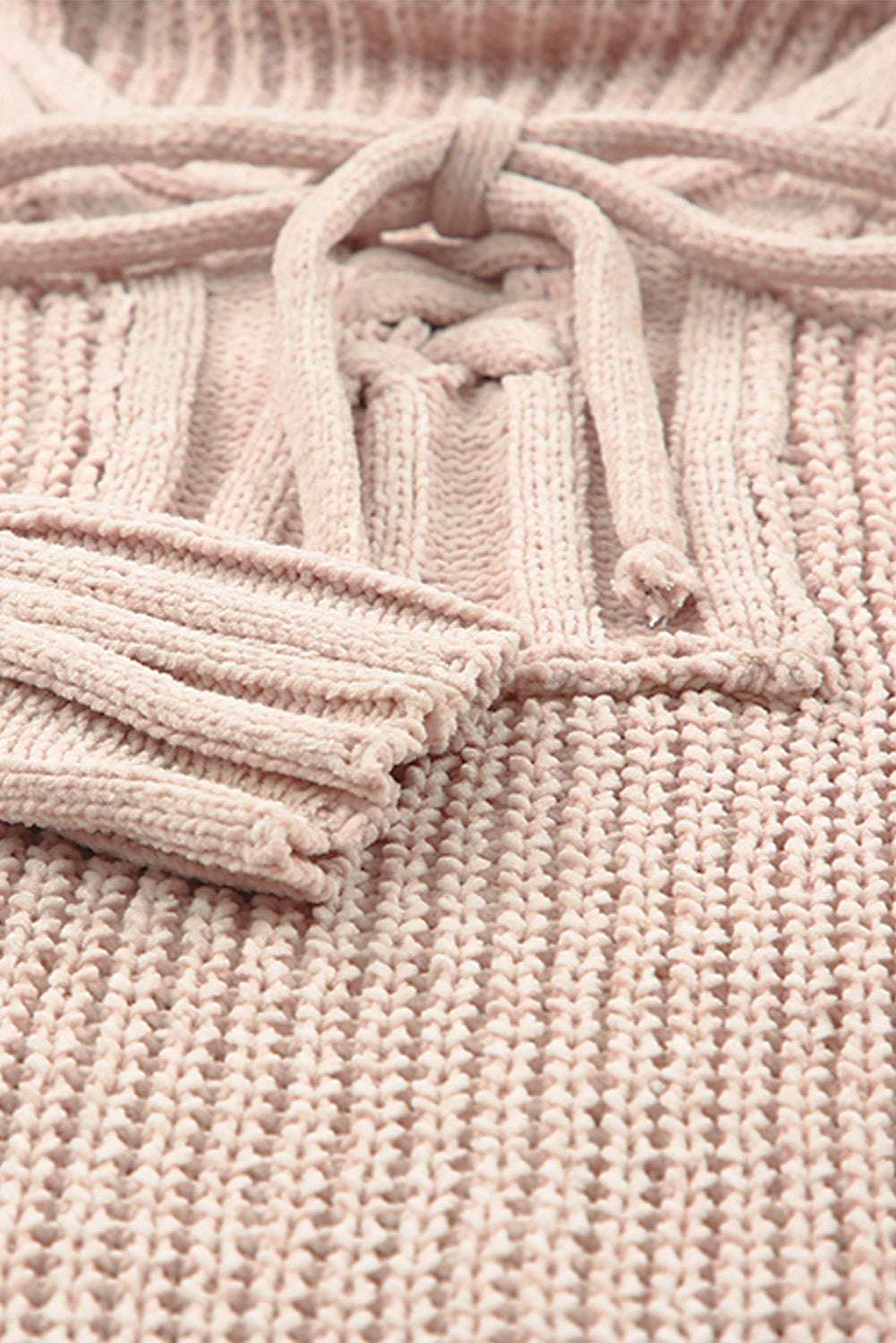 Rib-Knit Distressed Hooded Sweater