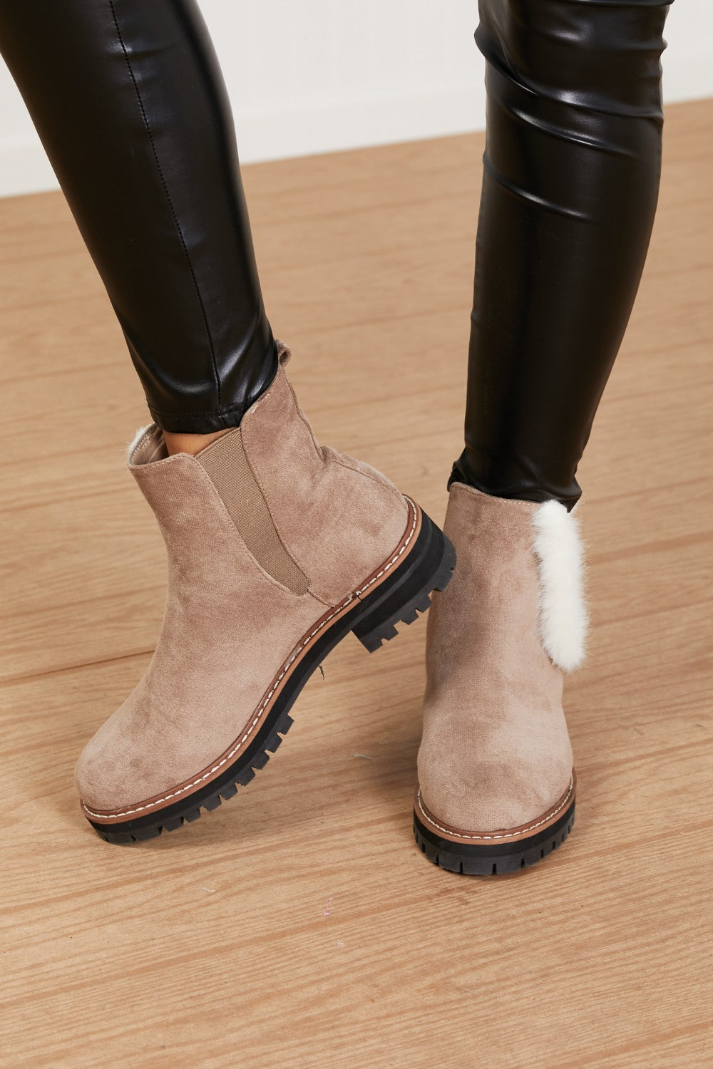 WeeBoo Warmer Days Faux Fur Trim Chelsea Booties