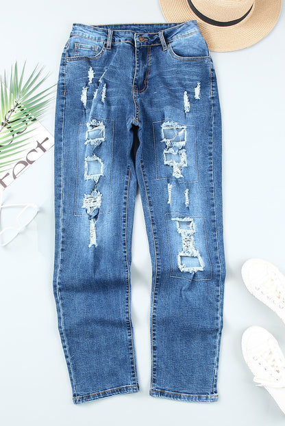 It's All So Simple Distressed Straight Leg Jeans