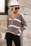 Striped Side Slit High-Low Sweater