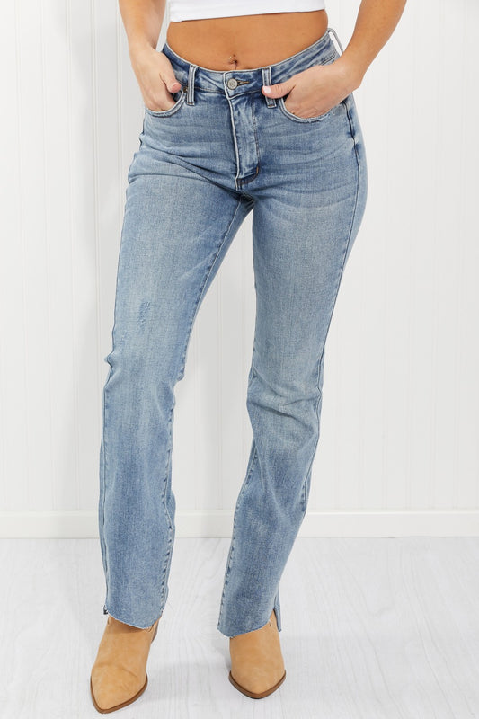 Judy Blue Mia Full Size Raw Hem Slim Bootcut Jeans