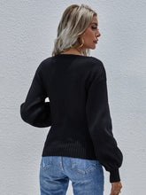 Load image into Gallery viewer, Lantern Sleeve Surplice Sweater
