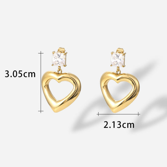 Rhinestone Heart Shaped Drop Earrings