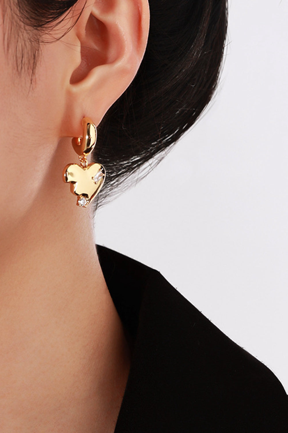 C-Hoop Heart-Shape Drop Earrings