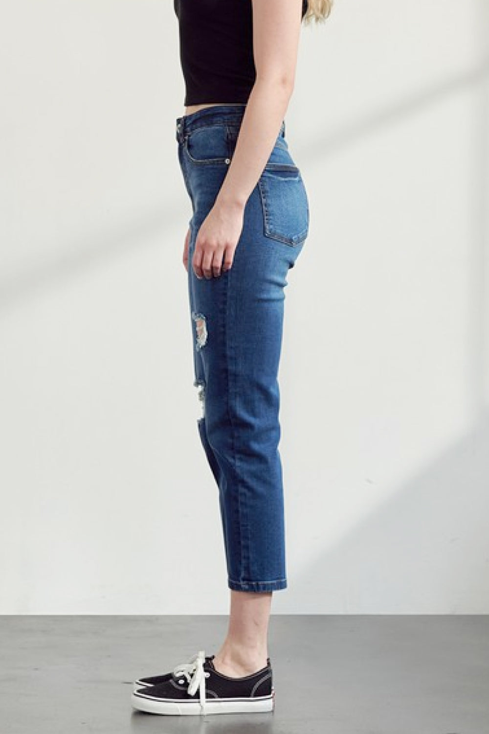 Muselooks High-Rise Distressed Cropped Jeans