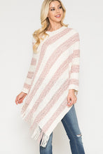 Load image into Gallery viewer, Striped Poncho with Fringe
