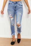 Zenana Katrina Full Size Mid-Rise Distressed Skinny Jeans