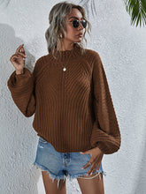 Load image into Gallery viewer, Openwork Chunky Knit Lantern Sleeve Sweater
