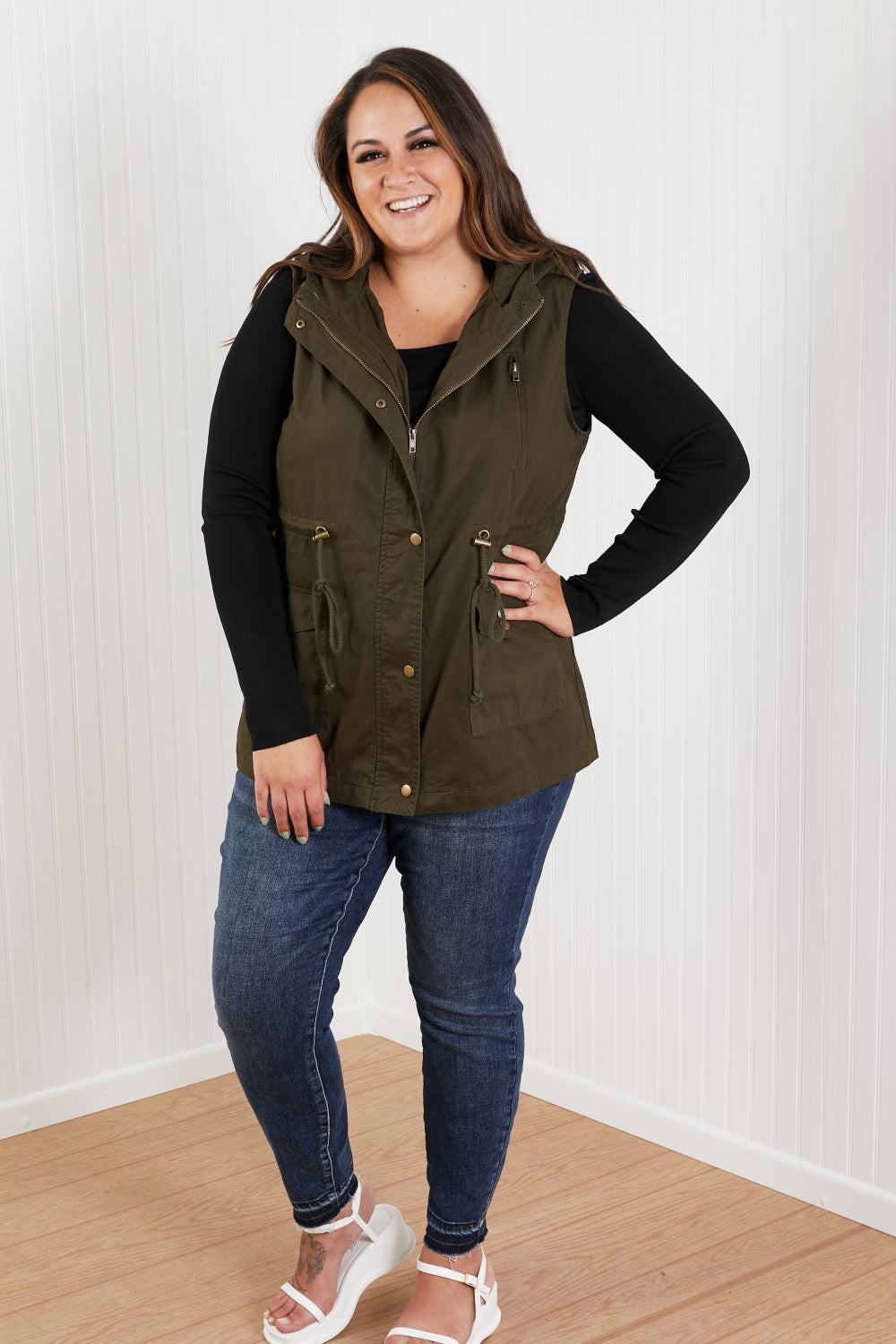 Zenana Autumn Vibes Full Size Hooded Vest