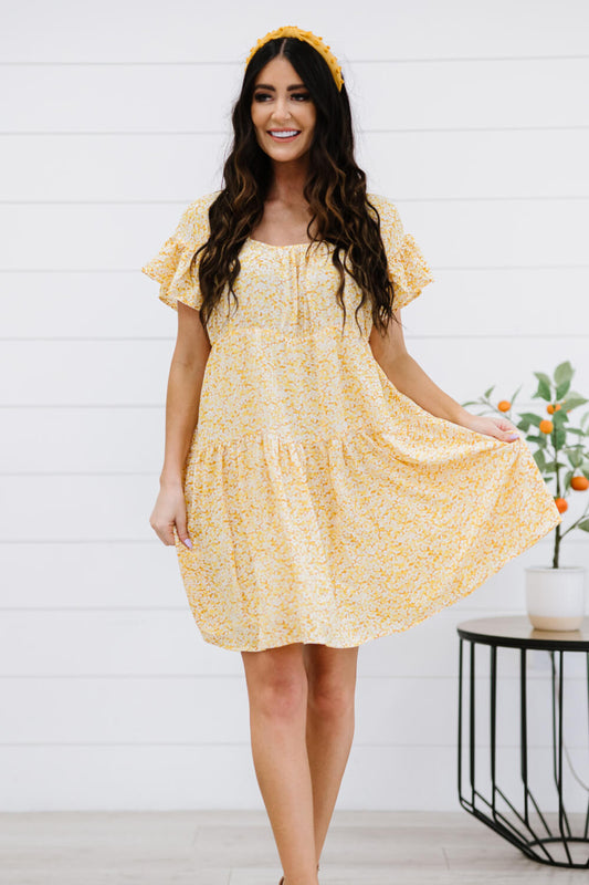 Davi & Dani Fresh as a Daisy Full Size Floral Tiered Mini Dress