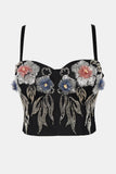 Flower Embellishment Sequined Bustier