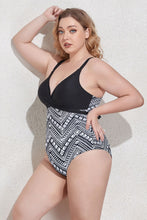 Load image into Gallery viewer, Plus Size Two-Tone Tie Back One-Piece Swimsuit
