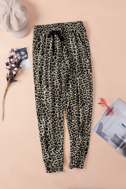 Leopard Print High Waist Slim-fit Pants