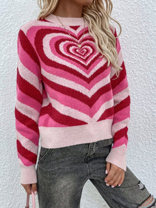 Heart Print Cropped Sweater