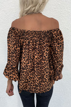 Load image into Gallery viewer, Leopard Flared Sleeve Off-Shoulder Blouse
