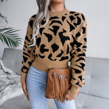 Load image into Gallery viewer, Abstract Print Ribbed Trim Long Sleeve Sweater
