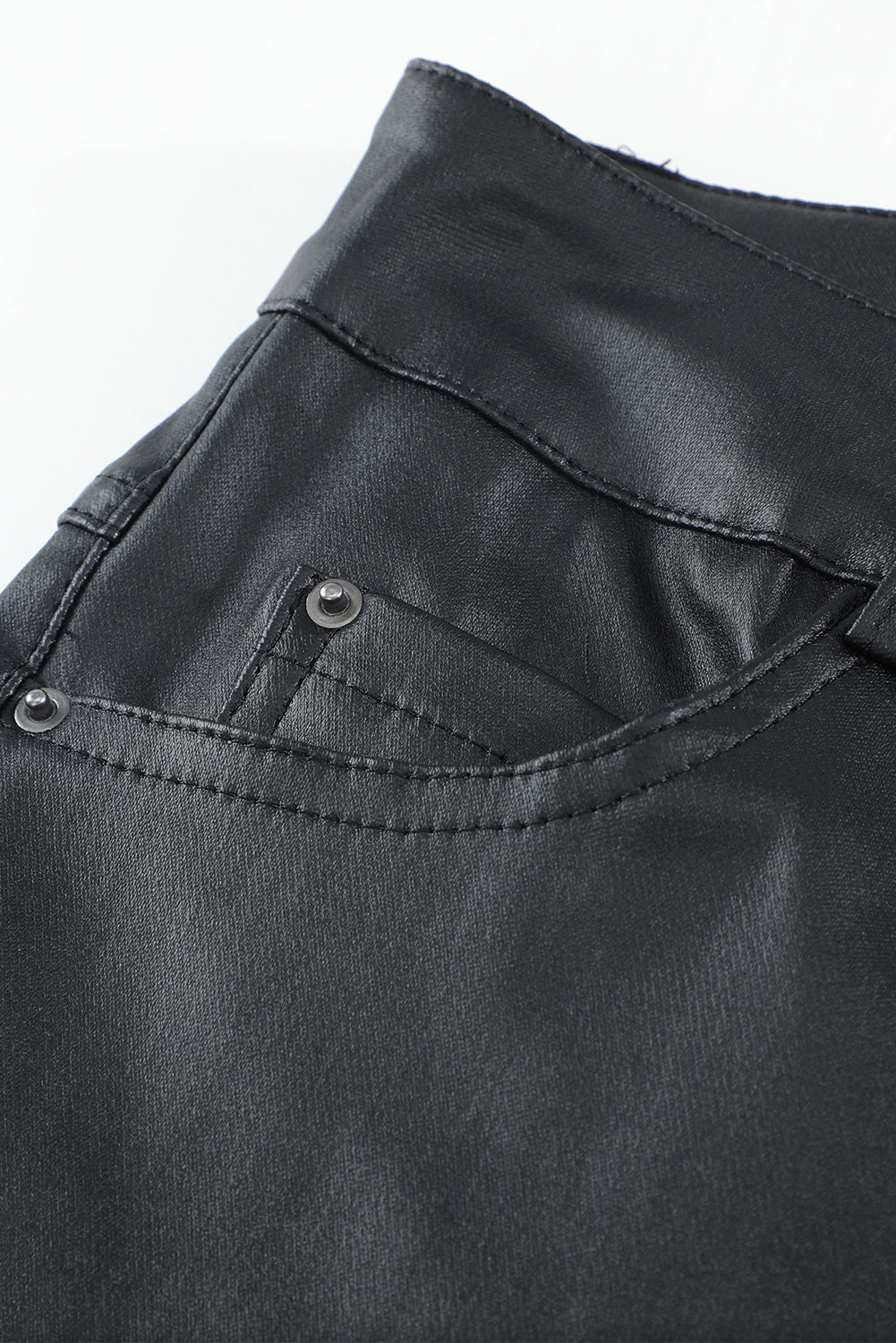 PU Leather Pants with Side Pockets