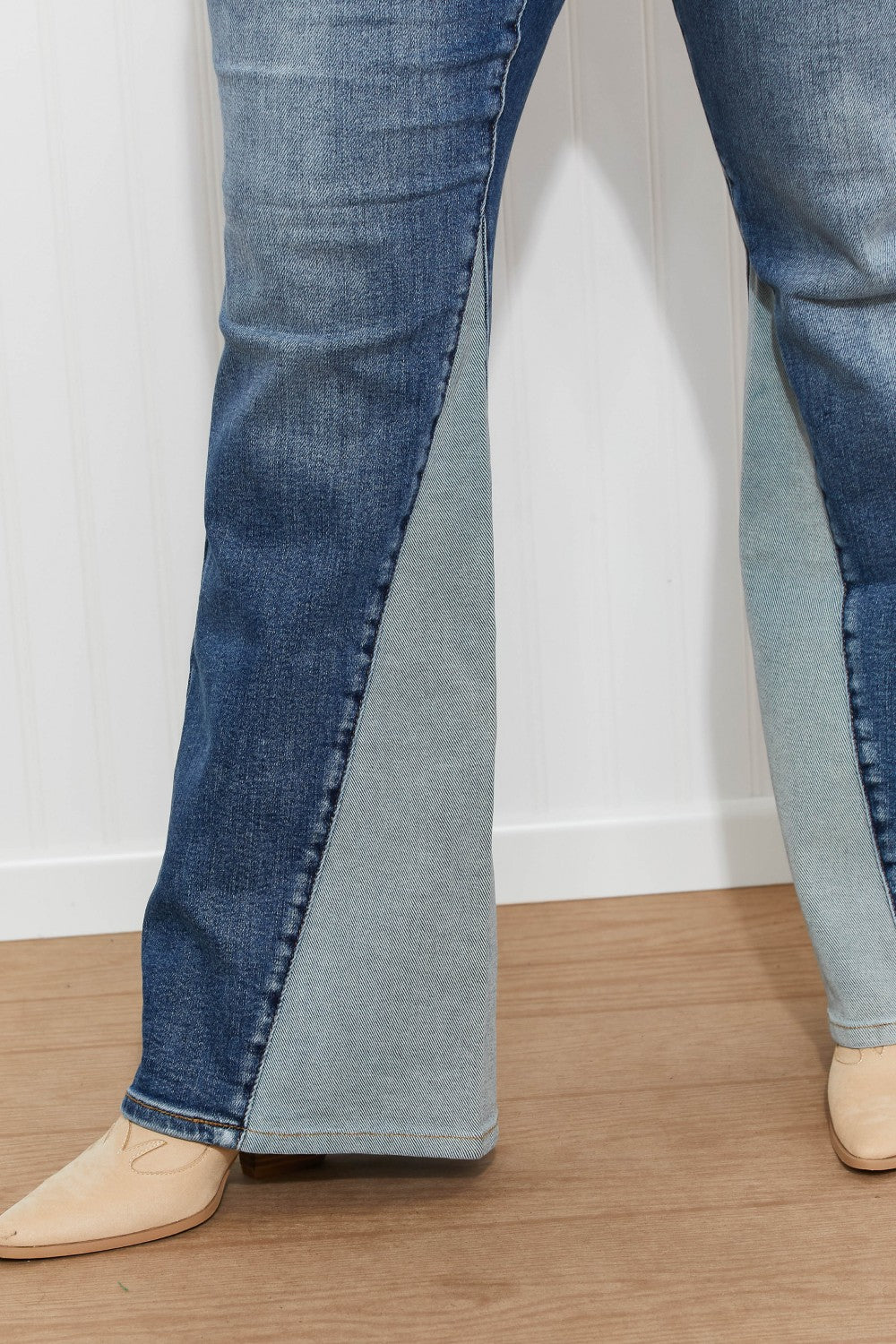 Judy Blue Frankie Full Size Inseam Panel Flare Jeans